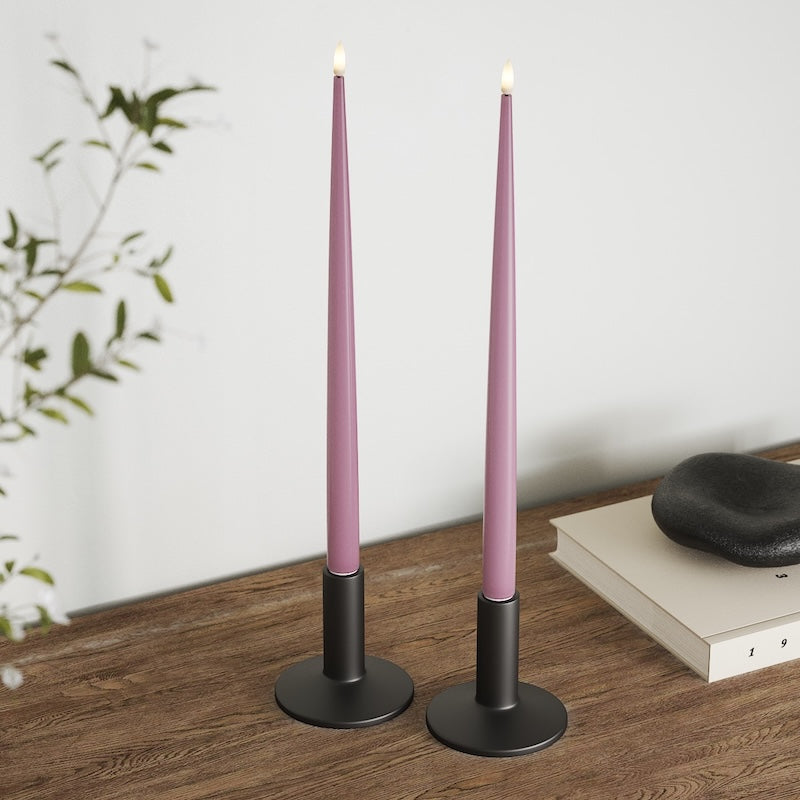 Deluxe Homeart LED Shiny Dinner candle with Varnish, 2 pcs (38 cm) Light Purple