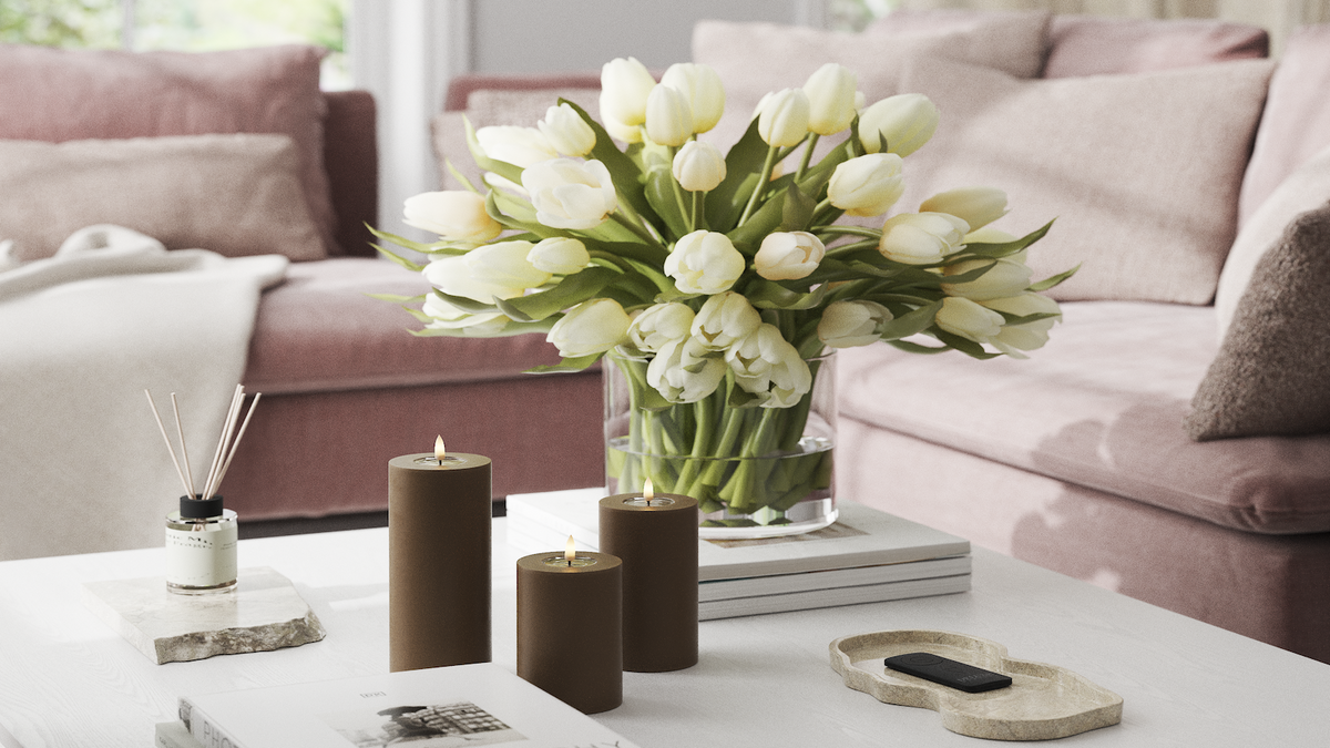 Natural faith LED Pillar candle With Wetlook ™ design