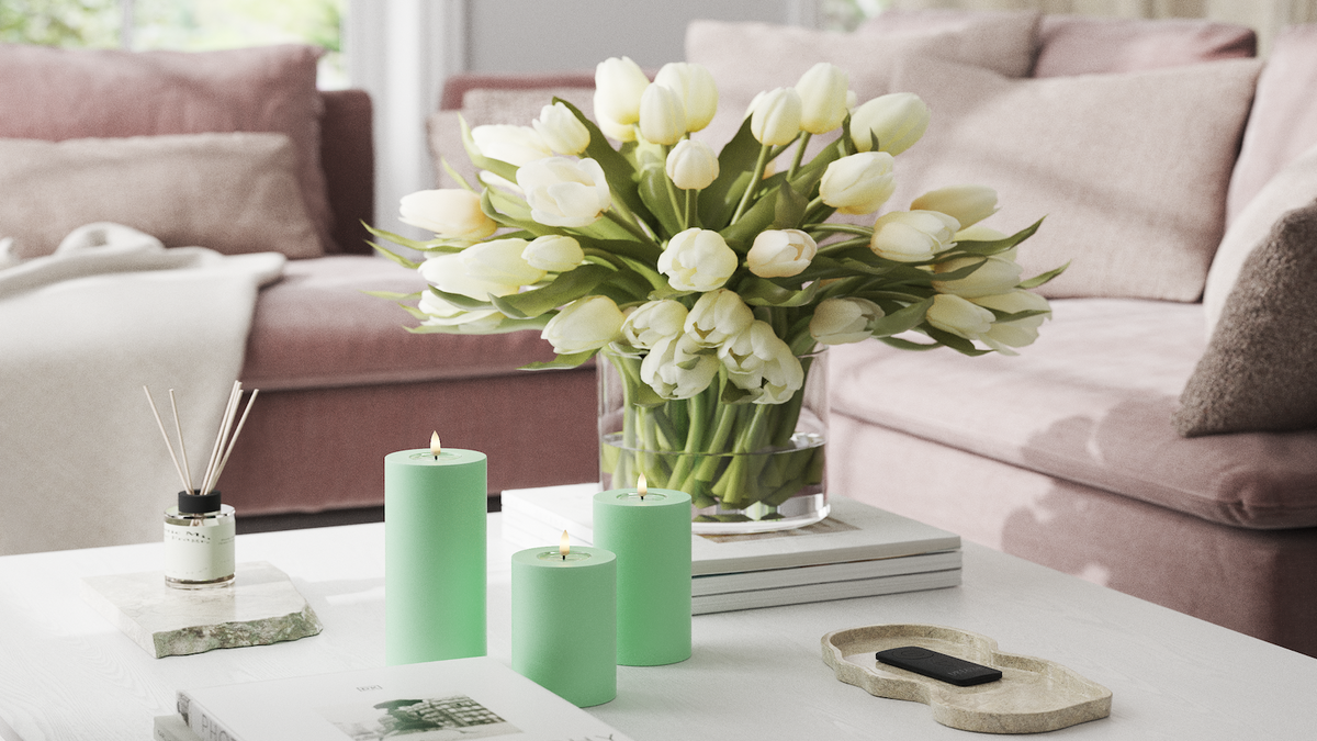 Natural faith LED Pillar candle With Wetlook ™ design