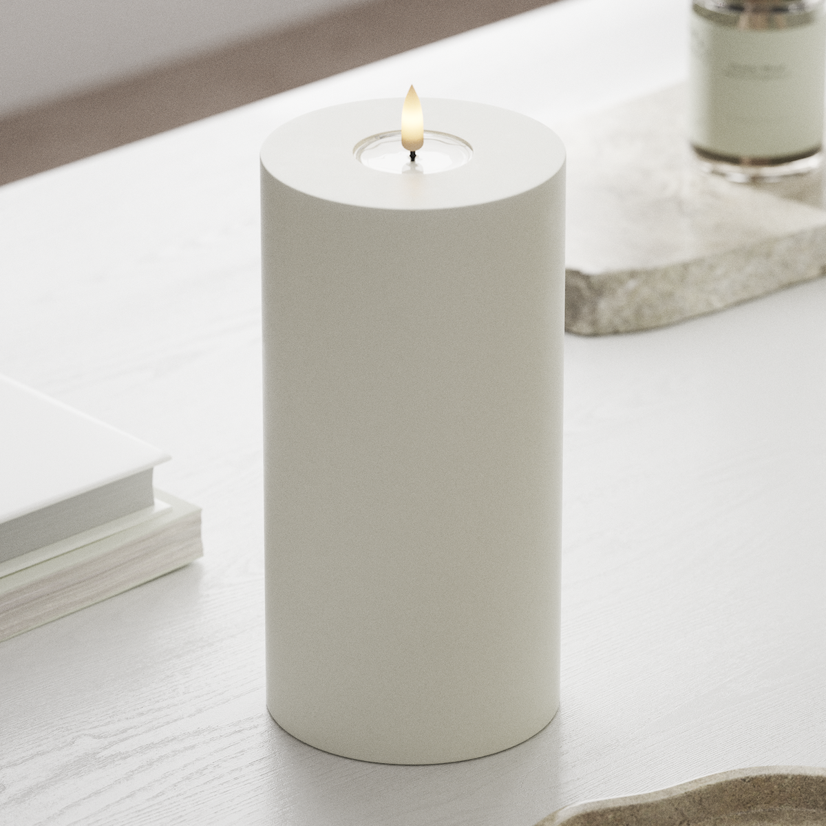 Deluxe Homeart Φωτιστικό μπλοκ LED Ø 10 x 20 cm Λευκό Φως μπλοκ LED 1