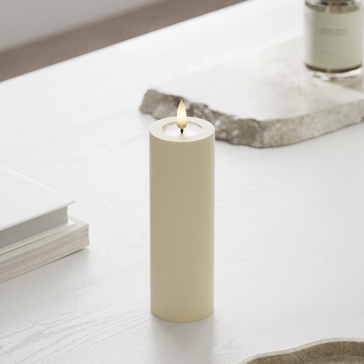 Deluxe Homeart LED Bloklys Ø 5 x 15 cm Cream LED bloklys 1