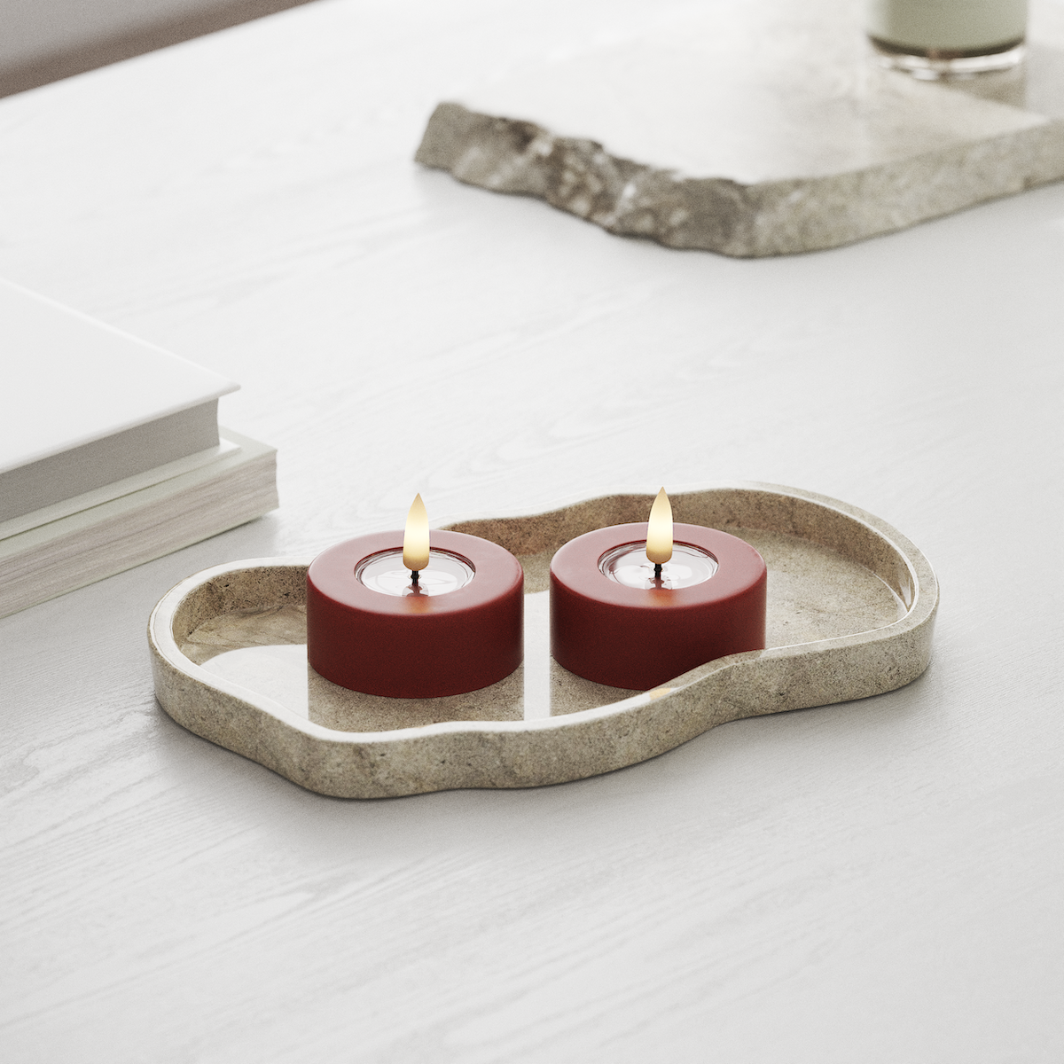 Deluxe Homeart LED Jumbo telys 2 stk. Stor Rød LED jumbo telys 1