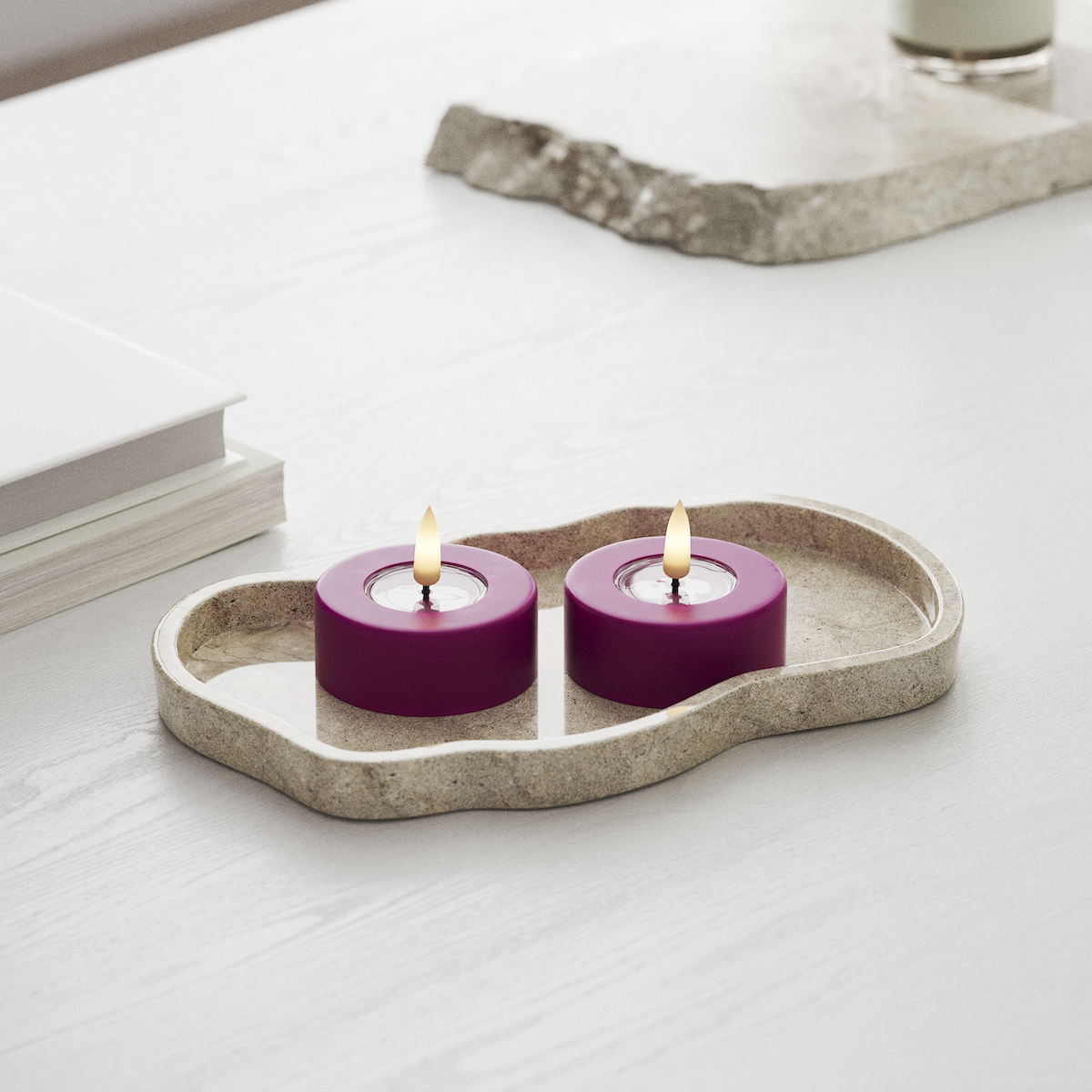 Deluxe Homeart LED Jumbo telys 2 stk. Stor Fiolett LED jumbo telys 1