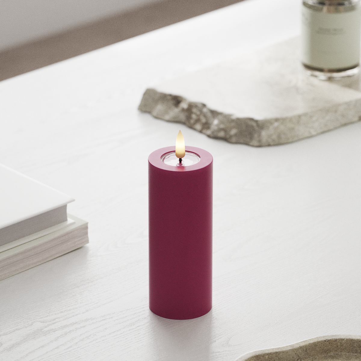 Deluxe Homeart LED Pillar candle Ø 5 x 12.5 cm Magenta LED Pillar candle 1