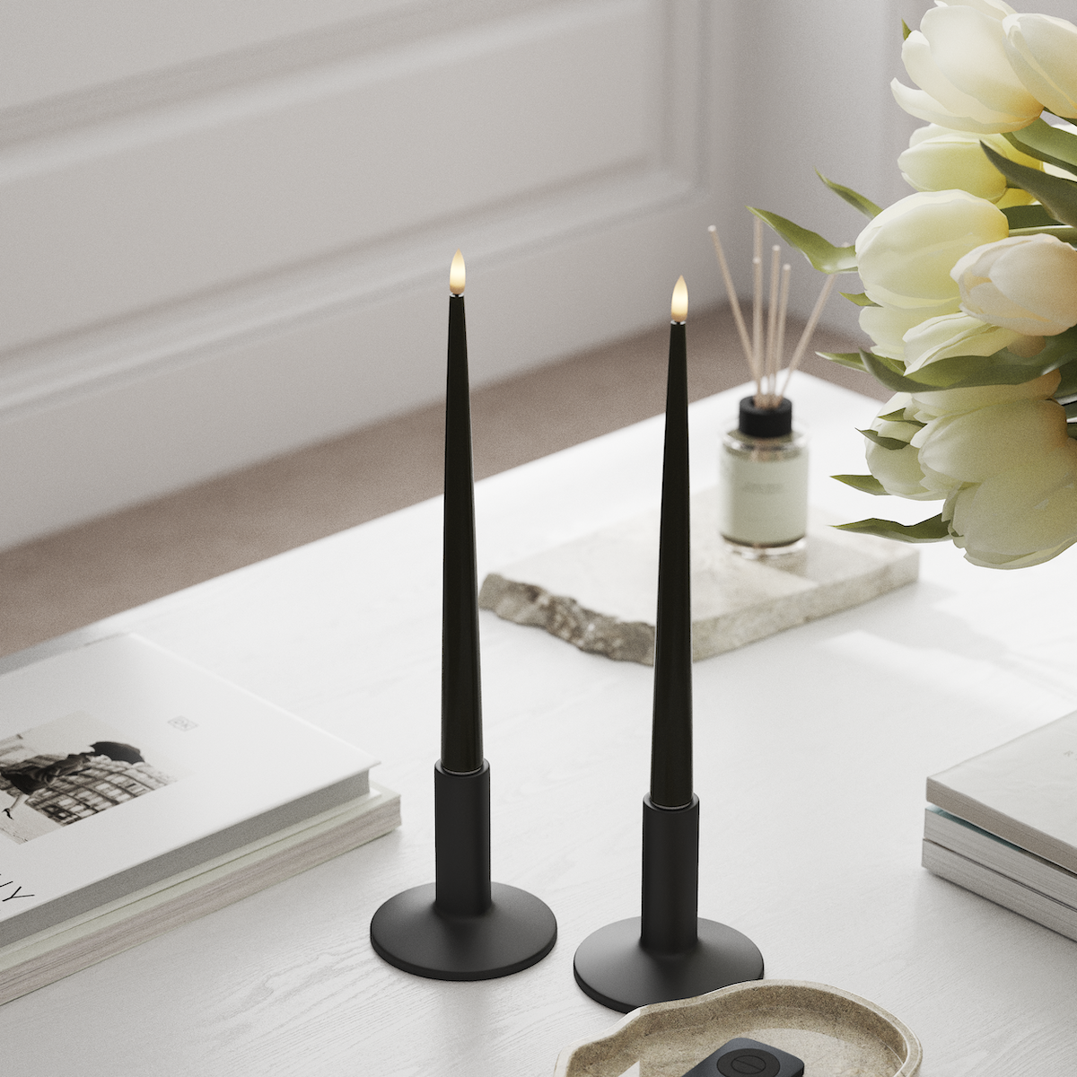 Deluxe Homeart LED světlo na svíčku s lakem, 2 kusy 28 cm Tmavě zelená LED světlo na svíčku 1