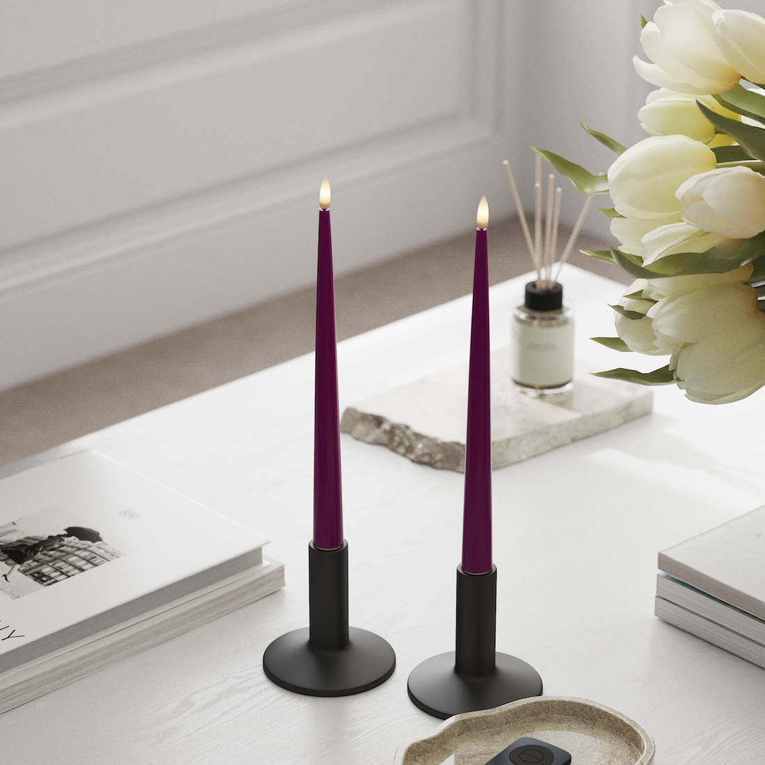 Deluxe Homeart Lakiga LED küünlavalgus, 2 tk 28 cm Violett LED küünlavalgus 3