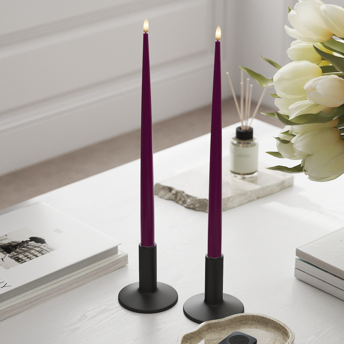 Deluxe Homeart Lakiga LED küünlavalgus, 2 tk 38 cm Violett LED küünlavalgus 3