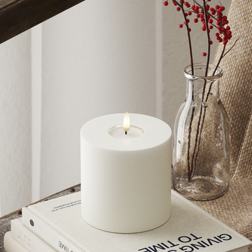 Deluxe Homeart LED Bloklys Ø 10 x 10 cm Hvid LED bloklys 4