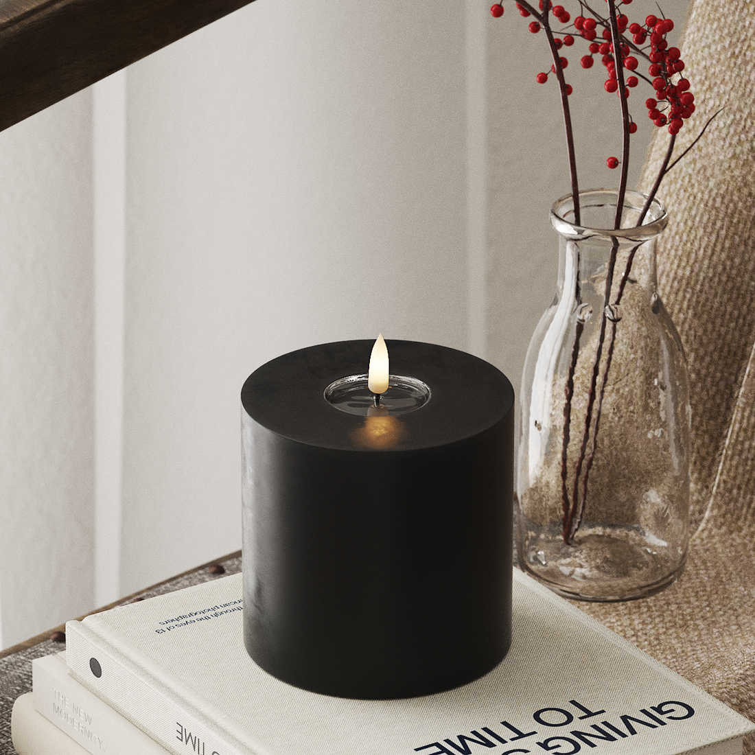 Deluxe Homeart LED Blockljus Ø 10 x 10 cm Svart LED Blockljus 4