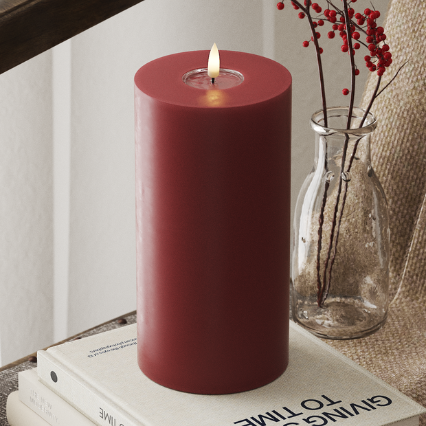 LED Pillar candle Ø 10 x 20 cm Bordeaux – DeluxeHomeartShop