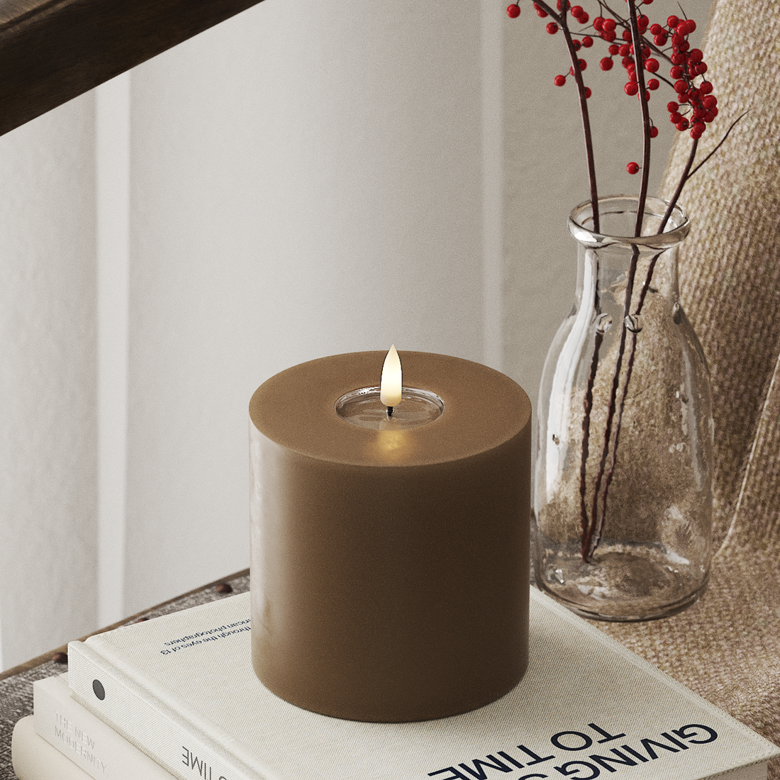 Deluxe Homeart LED blokové světlo Ø 10 x 10 cm Karamelová LED blokové světlo 4