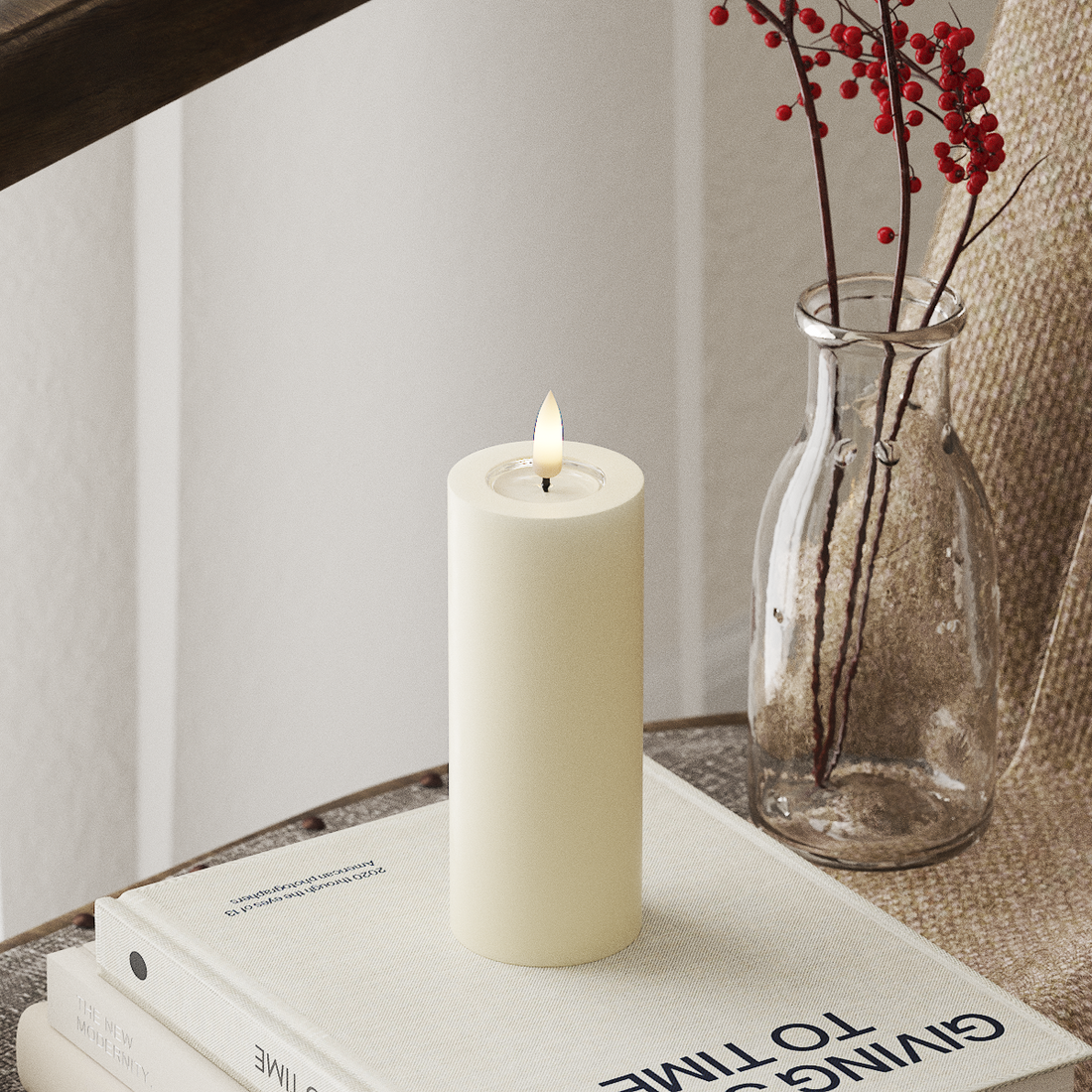 Deluxe Homeart LED Pillar candle Ø 5 x 12.5 cm Cream LED Pillar candle 4