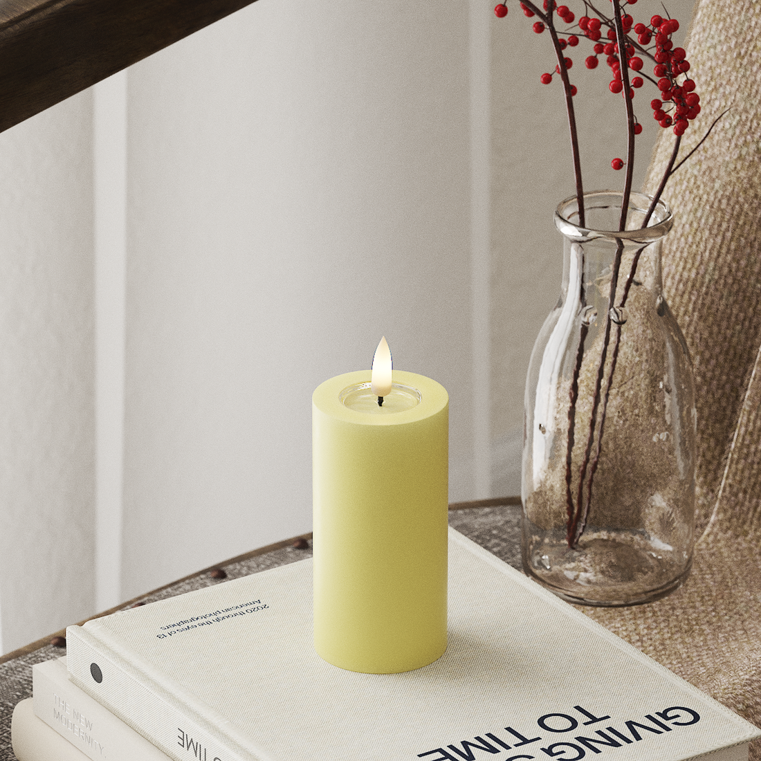 Deluxe Homeart LED Pillar candle Ø 5 x 10 cm Light Yellow LED Pillar candle 4