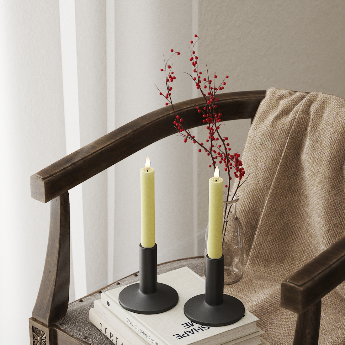 Deluxe Homeart LED Dinner candle 2 pieces, Ø 2 x 15 cm Light Yellow LED Dinner candle 4