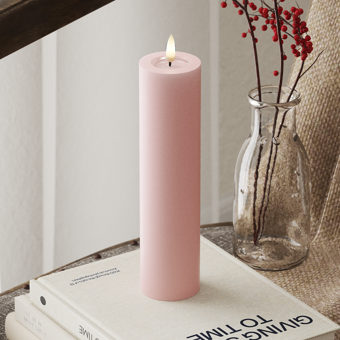 Deluxe Homeart LED plokkvalgusti Ø 5 x 20 cm Heleroosa LED-ploki tuli 4