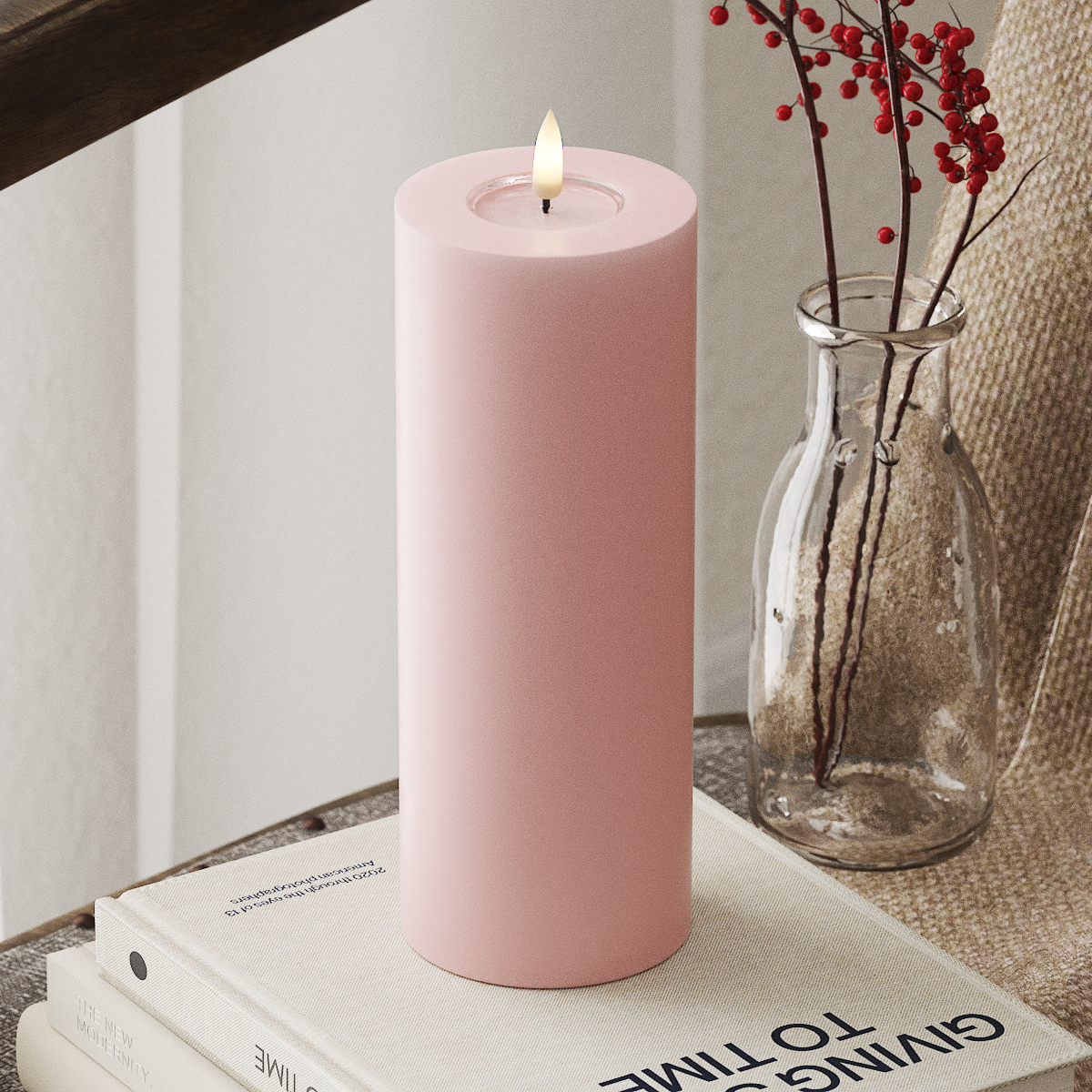 Deluxe Homeart LED Pillar candle Ø 7.5 x 20 cm Light Pink LED Pillar candle 4