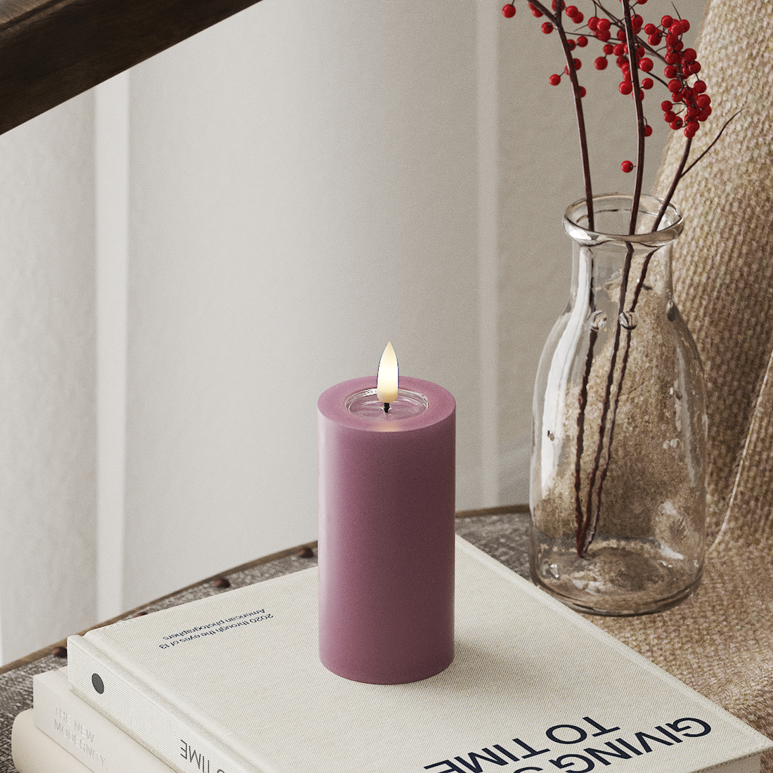 Deluxe Homeart LED Pillar candle Ø 5 x 10 cm Light Purple LED Pillar candle 4