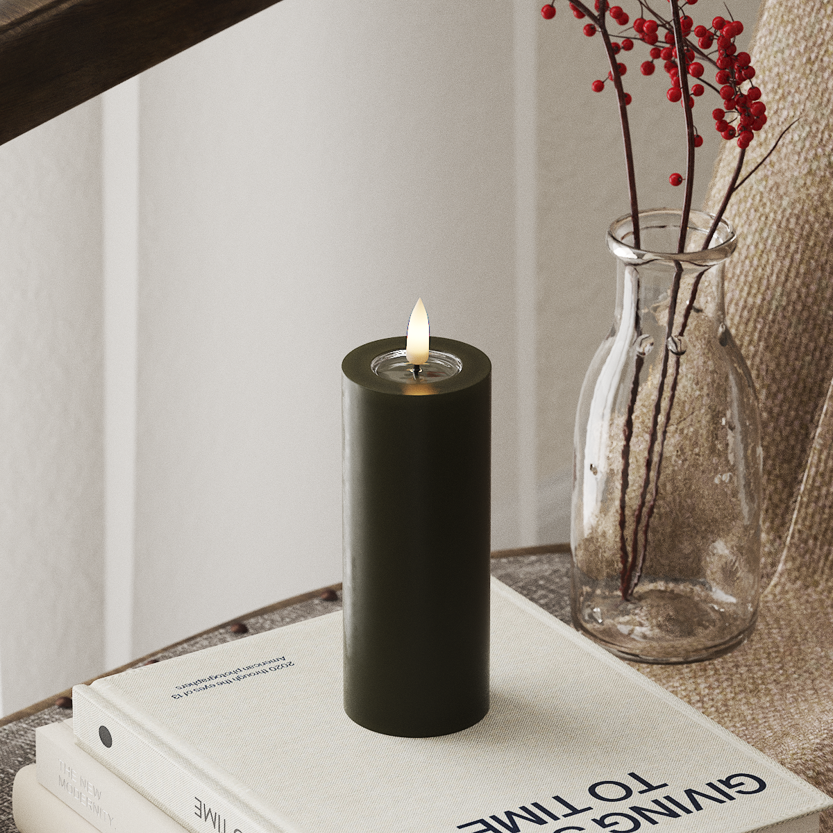 Deluxe Homeart LED Pillar candle Ø 5 x 12.5 cm Dark Green LED Pillar candle 4