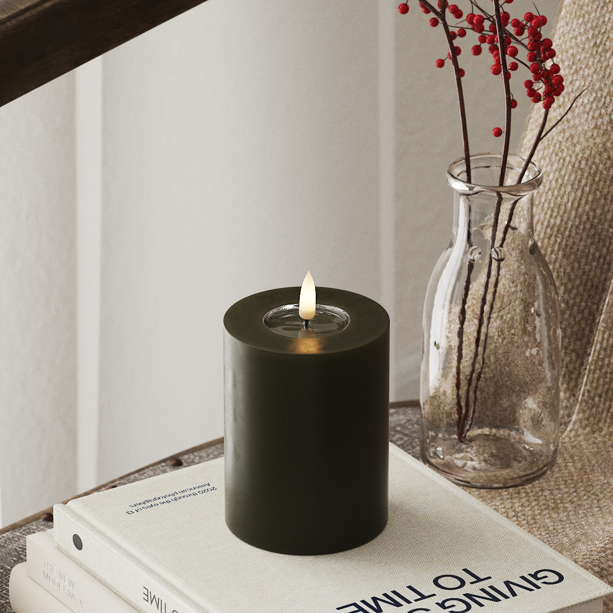 Deluxe Homeart LED Blokklys Ø 7,5 x 10 cm Mørkegrønn LED blokklys 4