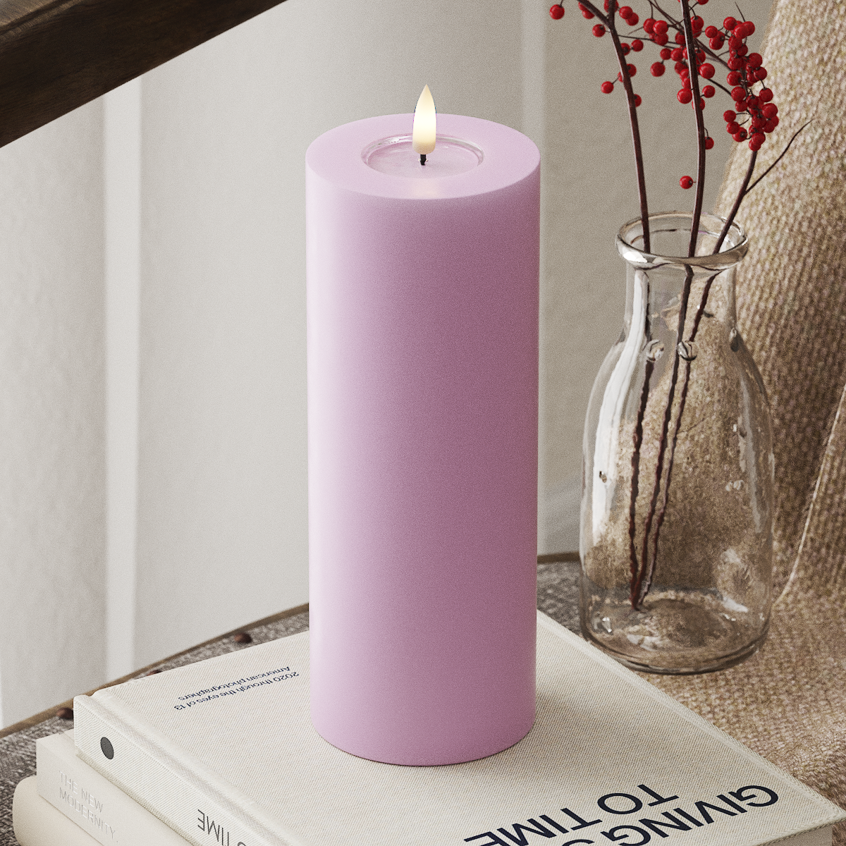 Deluxe Homeart Φωτιστικό μπλοκ LED Ø 7,5 x 20 cm Λεβάντα Φως μπλοκ LED 4