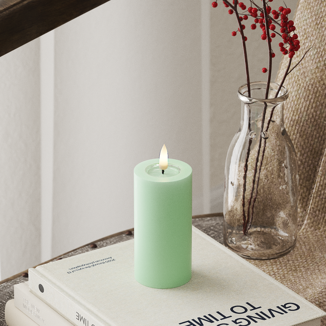 Deluxe Homeart LED Pillar candle Ø 5 x 10 cm Mint LED Pillar candle 4