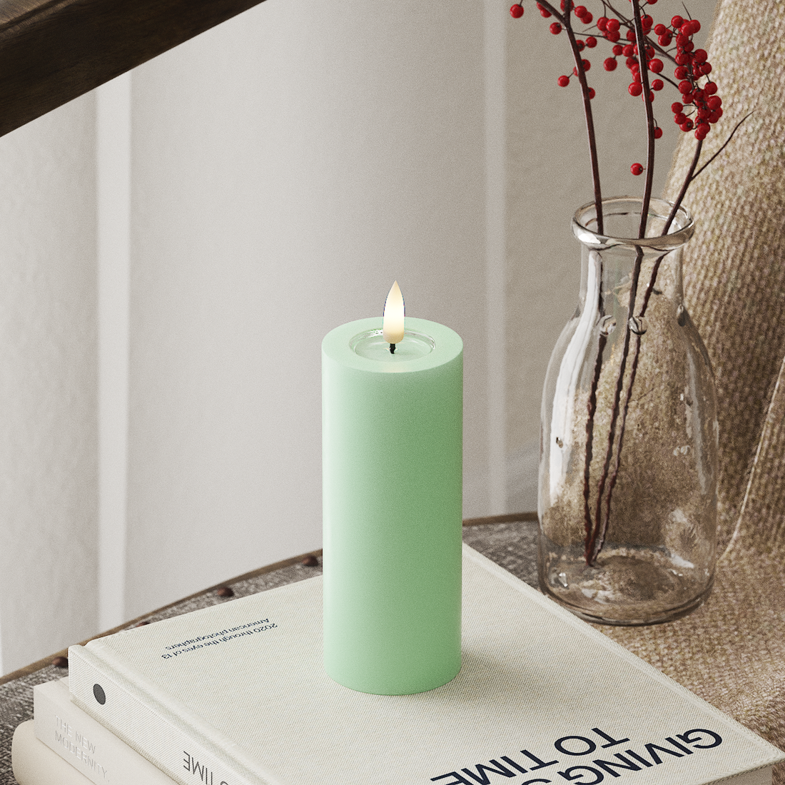 Deluxe Homeart LED Pillar candle Ø 5 x 12.5 cm Mint LED Pillar candle 4