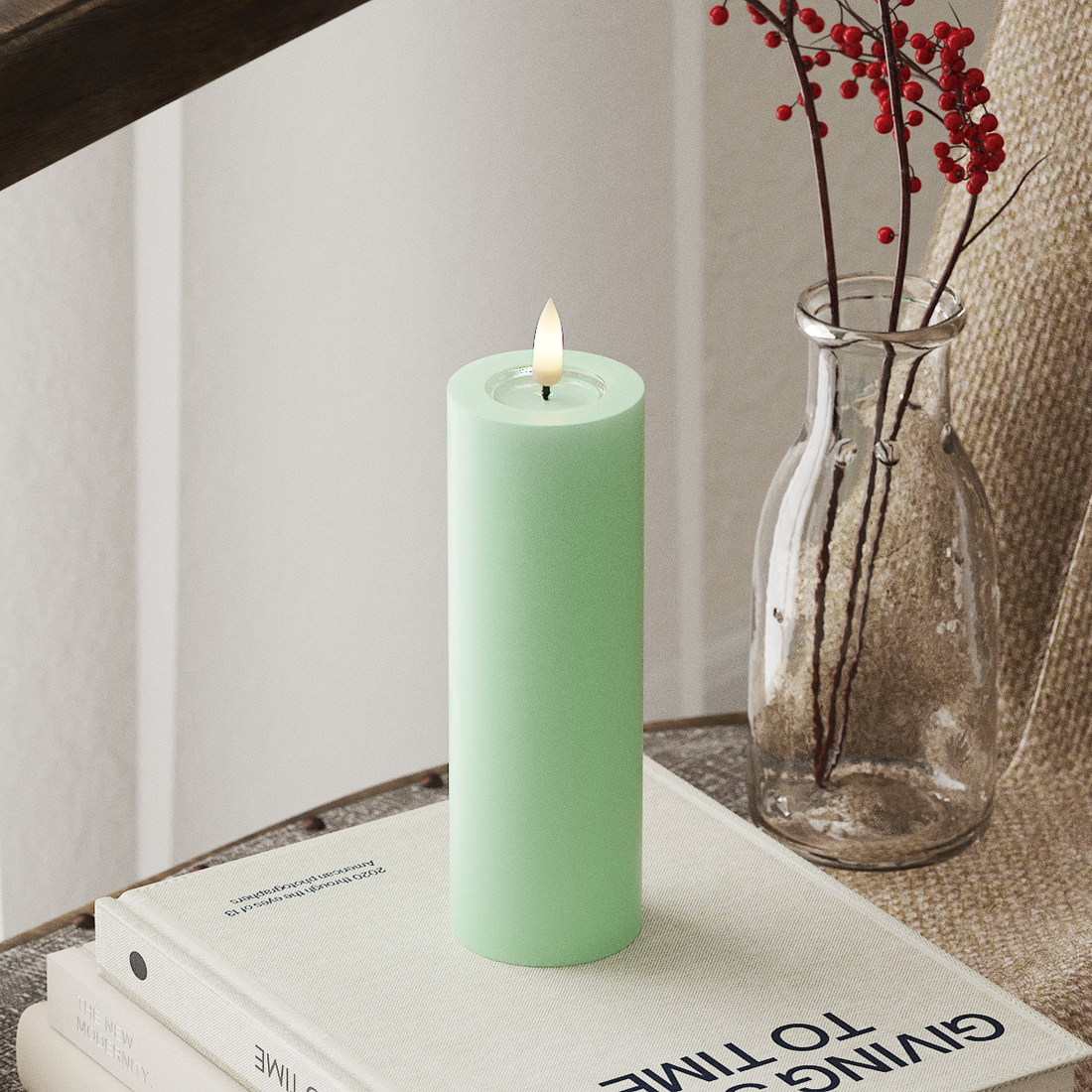Deluxe Homeart LED Pillar candle Ø 5 x 15 cm Mint LED Pillar candle 4
