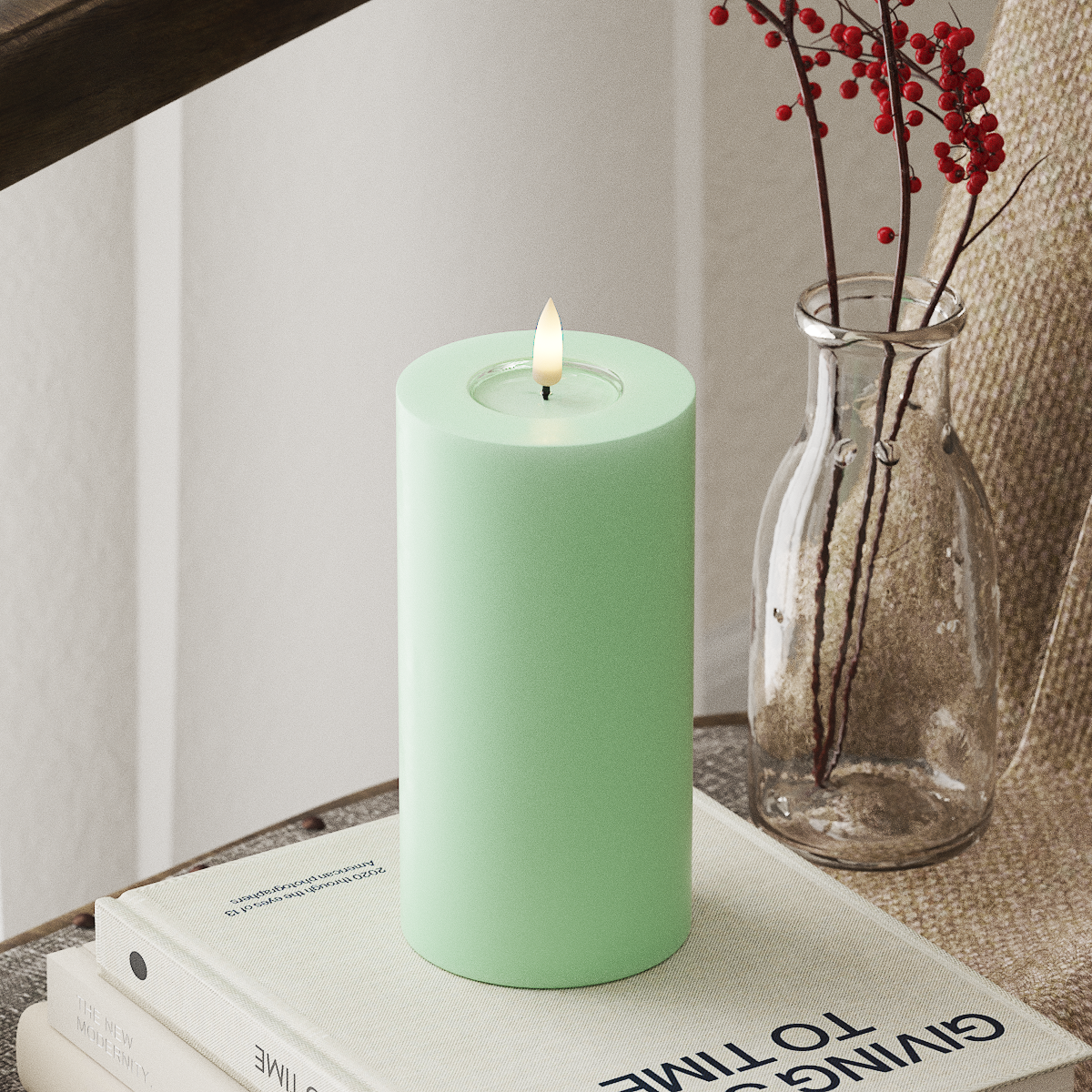 Deluxe Homeart LED Pillar candle Ø 7.5 x 15 cm Mint LED Pillar candle 4