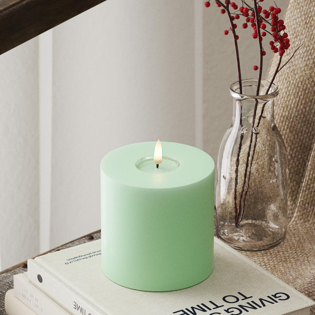 Deluxe Homeart LED Pillar candle Ø 10 x 10 cm Mint LED Pillar candle 4