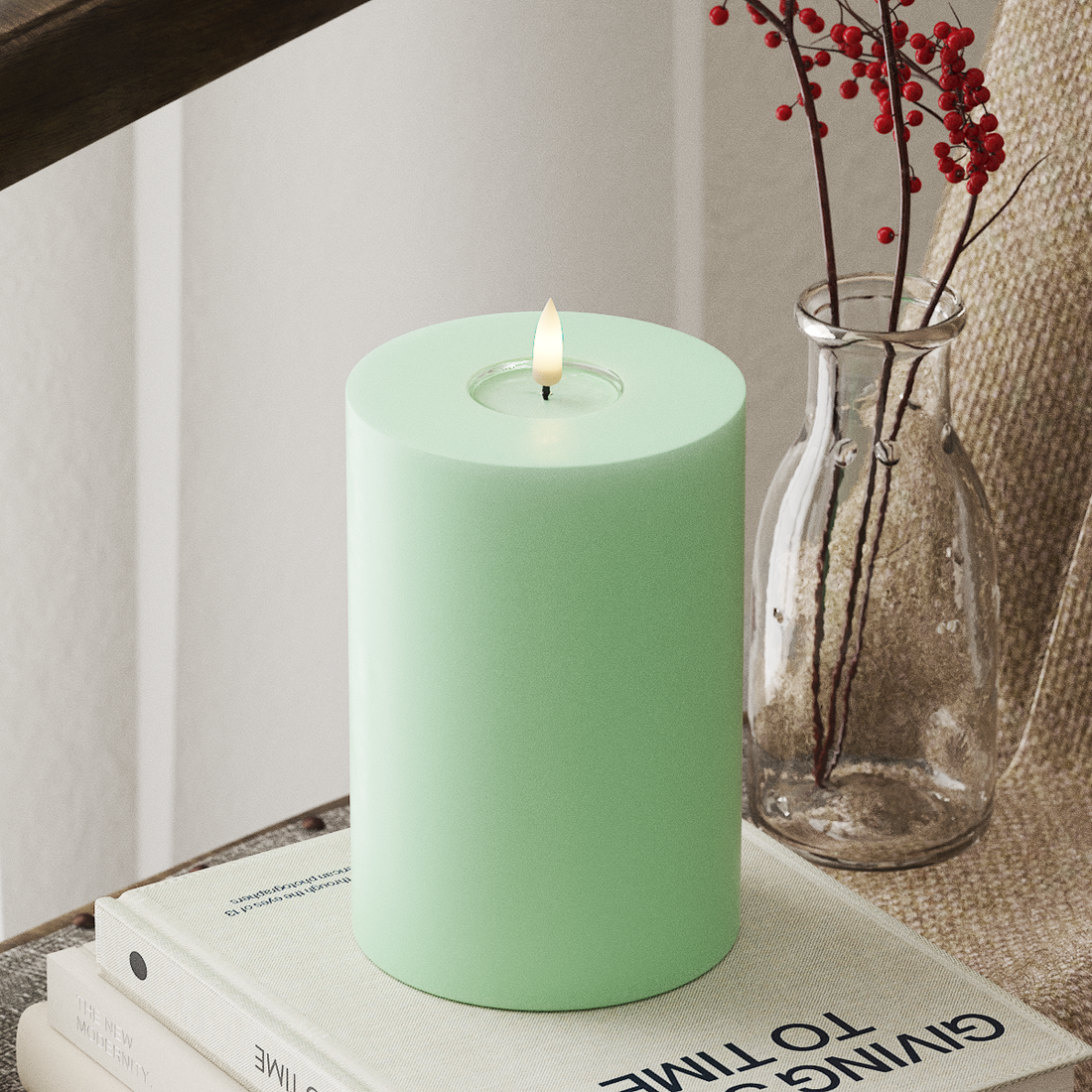 Deluxe Homeart LED Pillar candle Ø 10 x 15 cm Mint LED Pillar candle 4
