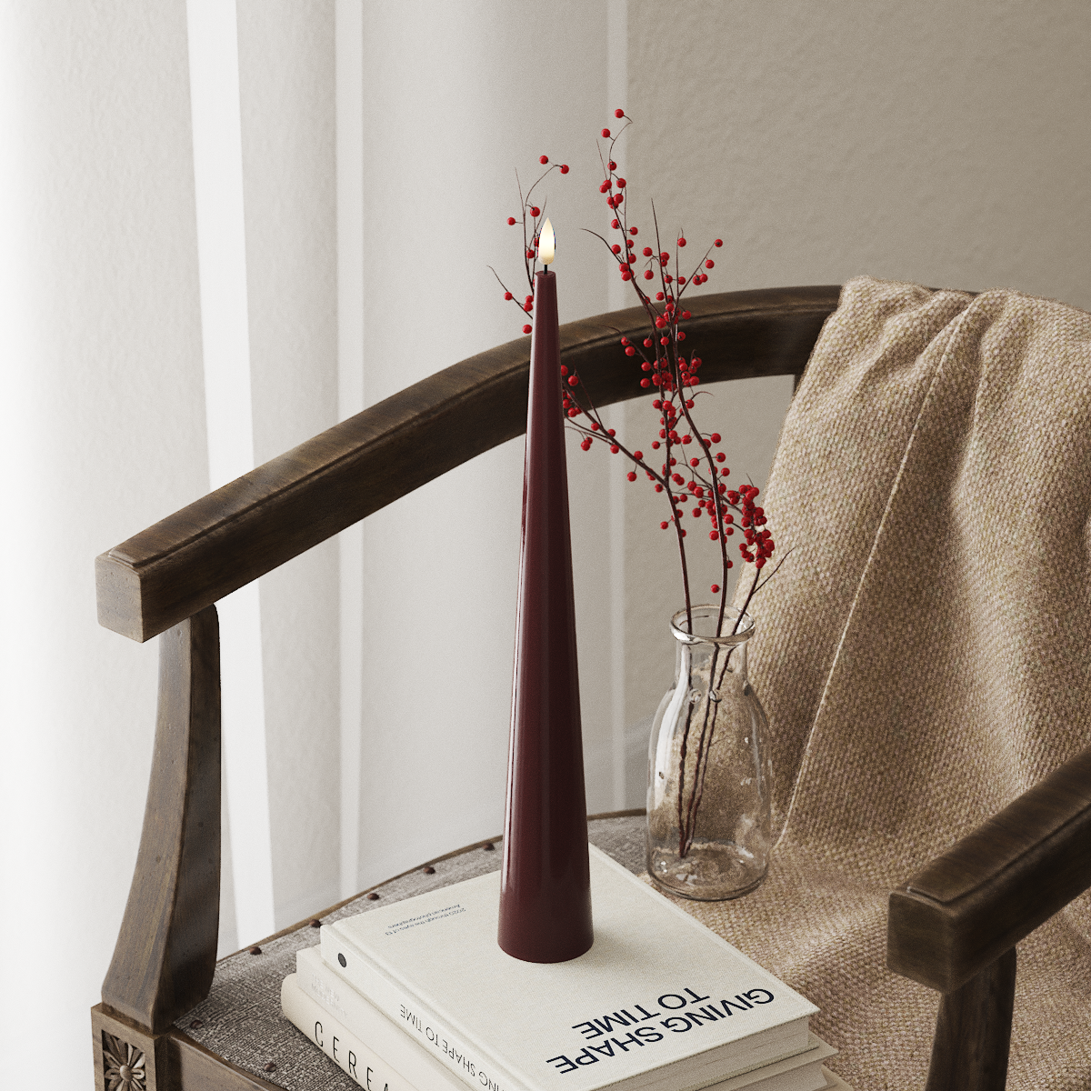 Deluxe Homeart Kužel světla D 5 x V 38 cm Bordó LED kuželové světlo 4