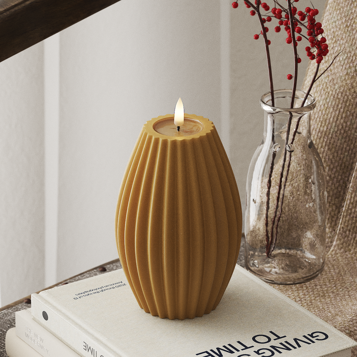 Deluxe Homeart LED Rillelys D 10 x H 15 cm Curry LED rillelys 4