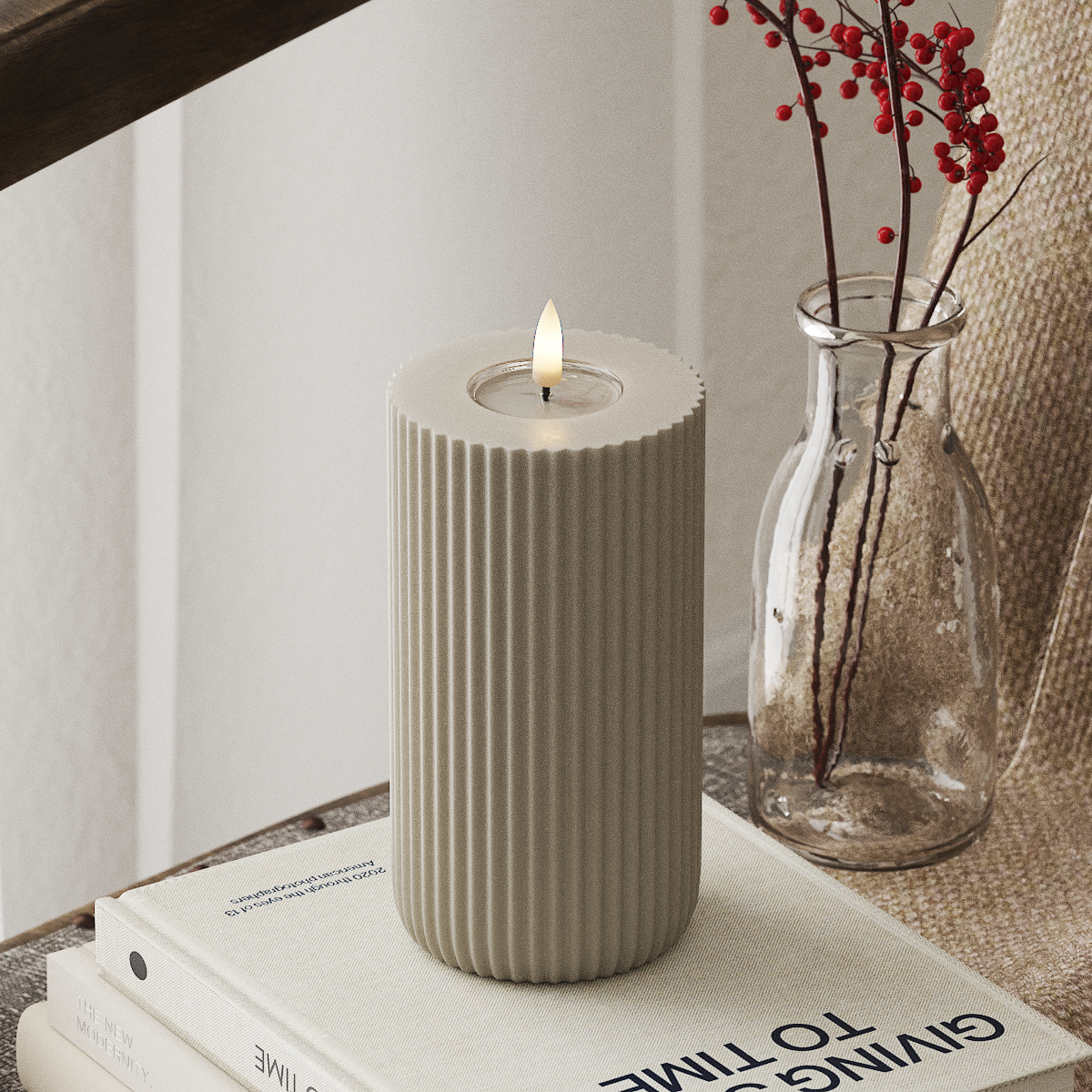 Deluxe Homeart Solid Stripe LED blokové světlo Ø 8 X 15 cm Písková Tvar LED 4