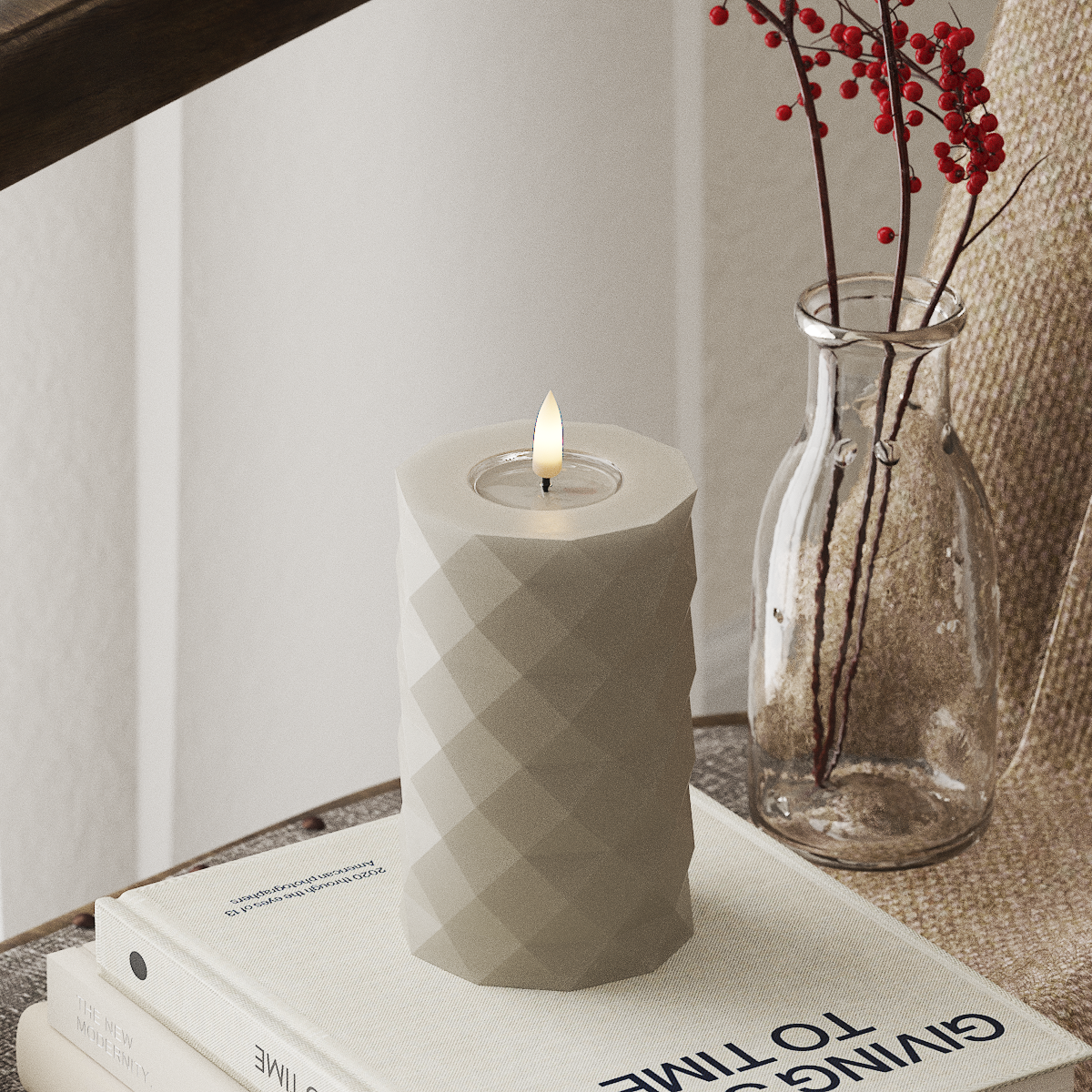 Deluxe Homeart Square LED Blokklys Ø 7,5 x 12,5 cm Sand LED Square 4