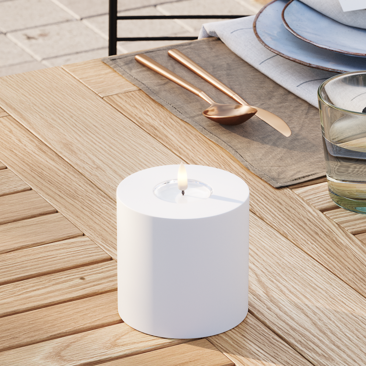 Deluxe Homeart Outdoors LED Pillar candle Ø 10 x 10 cm White LED outdoor light Pillar candle 3