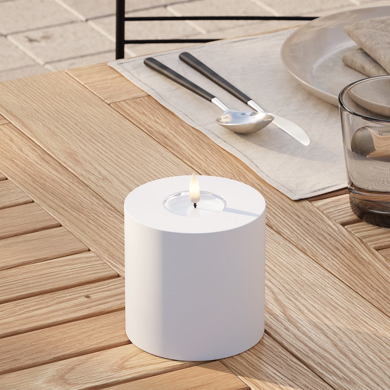 Deluxe Homeart Outdoors LED Pillar candle Ø 10 x 10 cm White