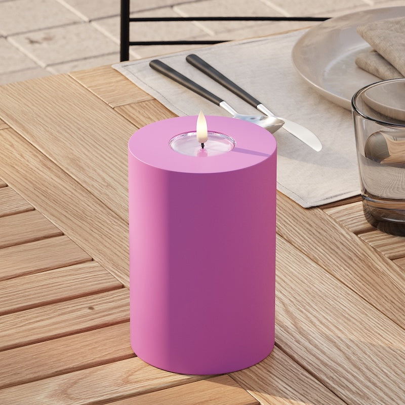 Deluxe Homeart Outdoors LED Pillar candle Ø 10 x 15 cm Magenta LED outdoor light Pillar candle 2