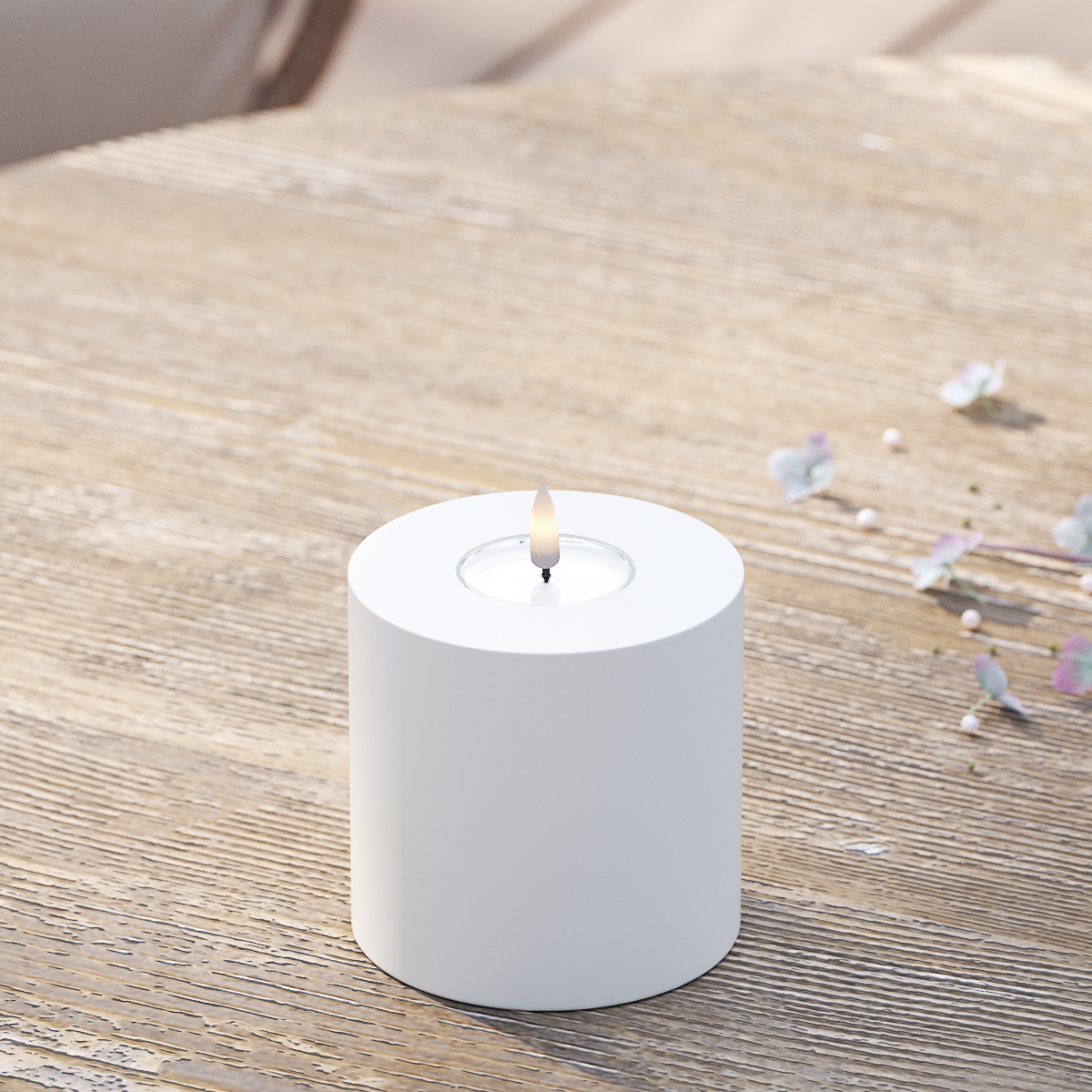 Deluxe Homeart Outdoors LED Pillar candle Ø 10 x 10 cm White LED outdoor light Pillar candle 2