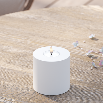 Deluxe Homeart Outdoors LED Pillar candle Ø 10 x 10 cm White LED outdoor light Pillar candle 2
