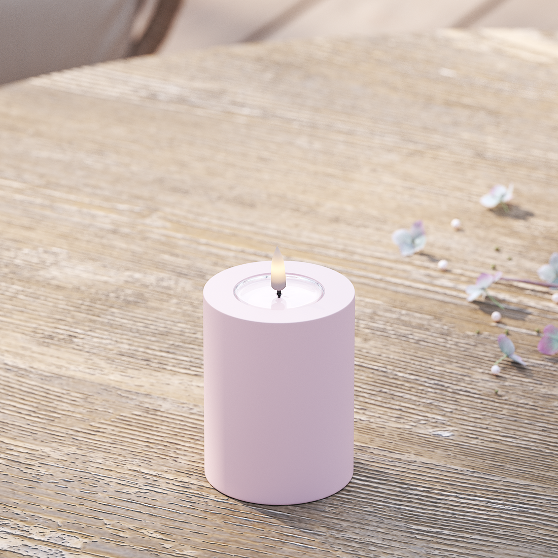 Deluxe Homeart Udendørs LED Bloklys Ø 7,5 x 10 cm Støvet rød LED udendørslys bloklys 2