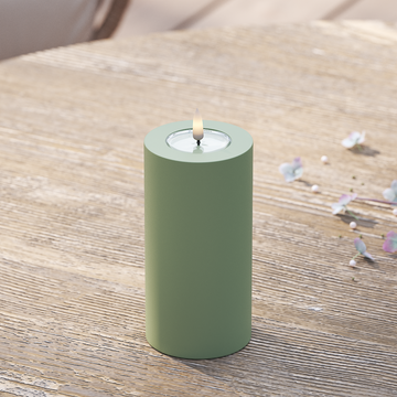 Deluxe Homeart Outdoors LED Pillar candle Ø 7.5 x 15 cm Dusty Green LED outdoor light Pillar candle 2