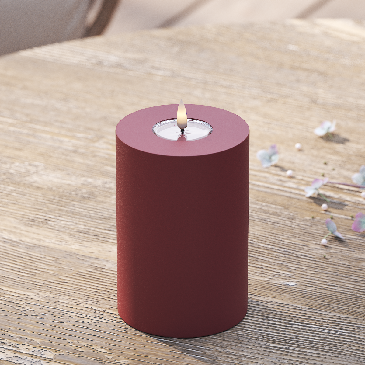 Deluxe Homeart Outdoors LED Pillar candle Ø 10 x 15 cm Bordeaux LED outdoor light Pillar candle 2