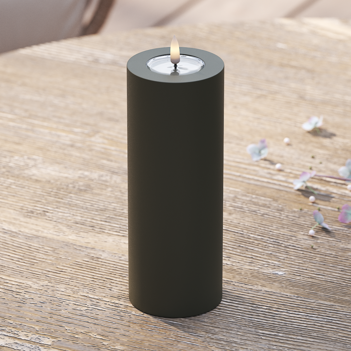 Deluxe Homeart Outdoors LED Pillar candle Ø 7.5 x 20 cm Dark Green LED outdoor light Pillar candle 2