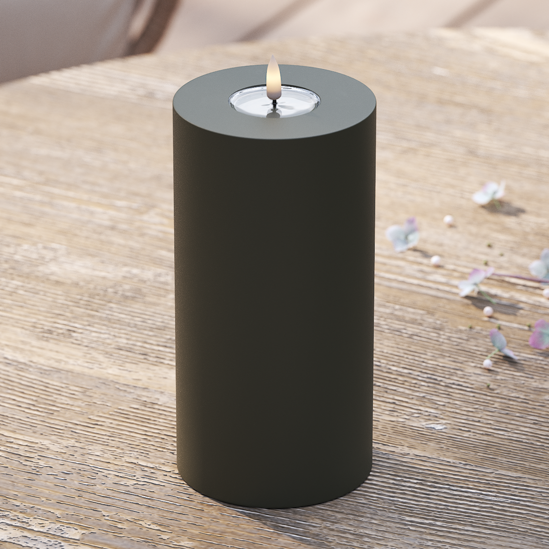 Deluxe Homeart Outdoors LED Pillar candle Ø 10 x 20 cm Dark Green LED outdoor light Pillar candle 2