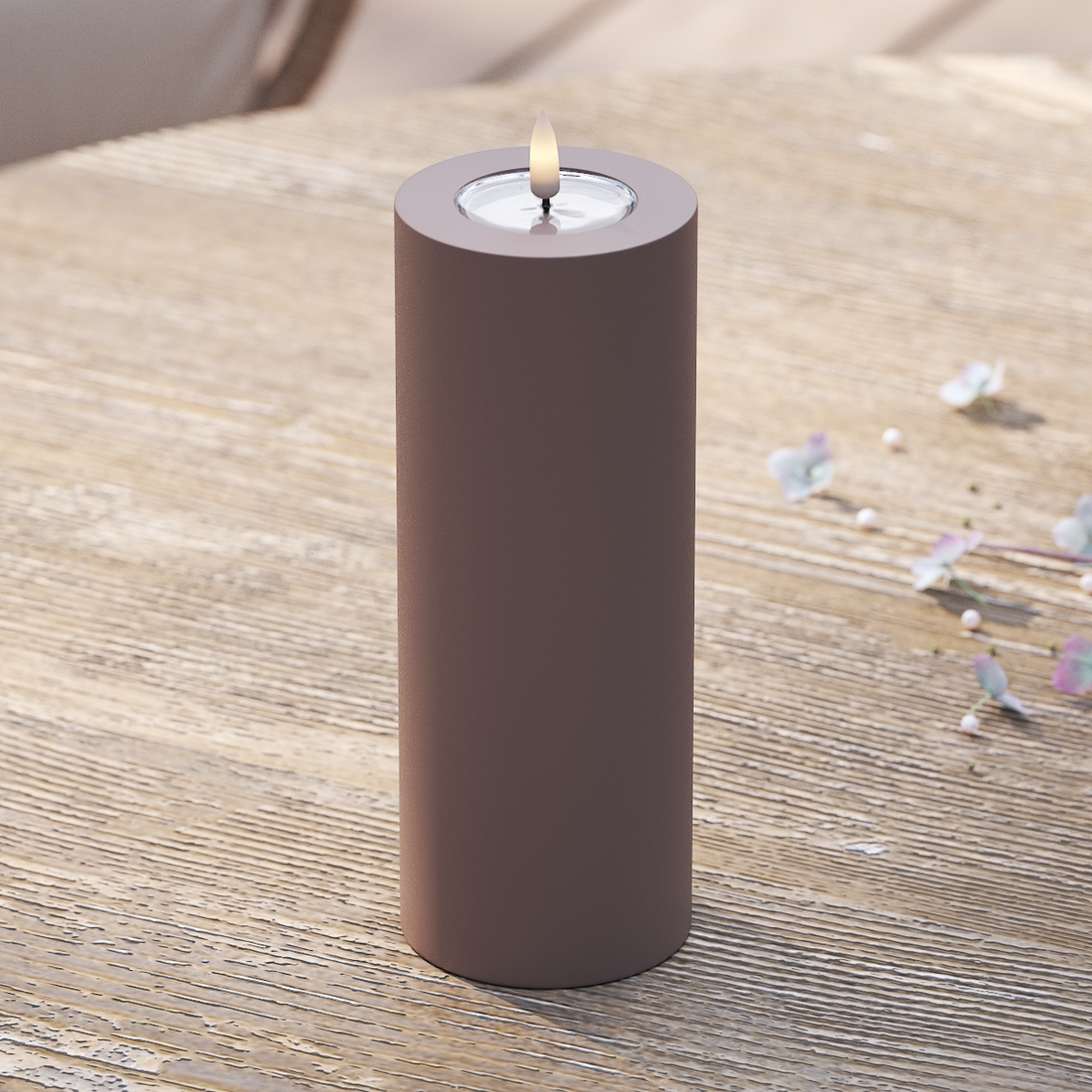 Deluxe Homeart Venkovní LED blokové světlo Ø 7,5 x 20 cm Mokka LED venkovní světelné blokové světlo 2