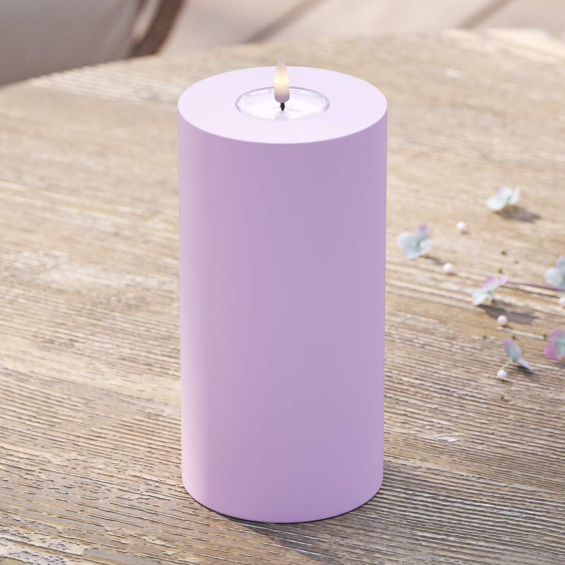 Deluxe Homeart Outdoors LED Pillar candle Ø 10 x 20 cm Lavender LED outdoor light Pillar candle 2