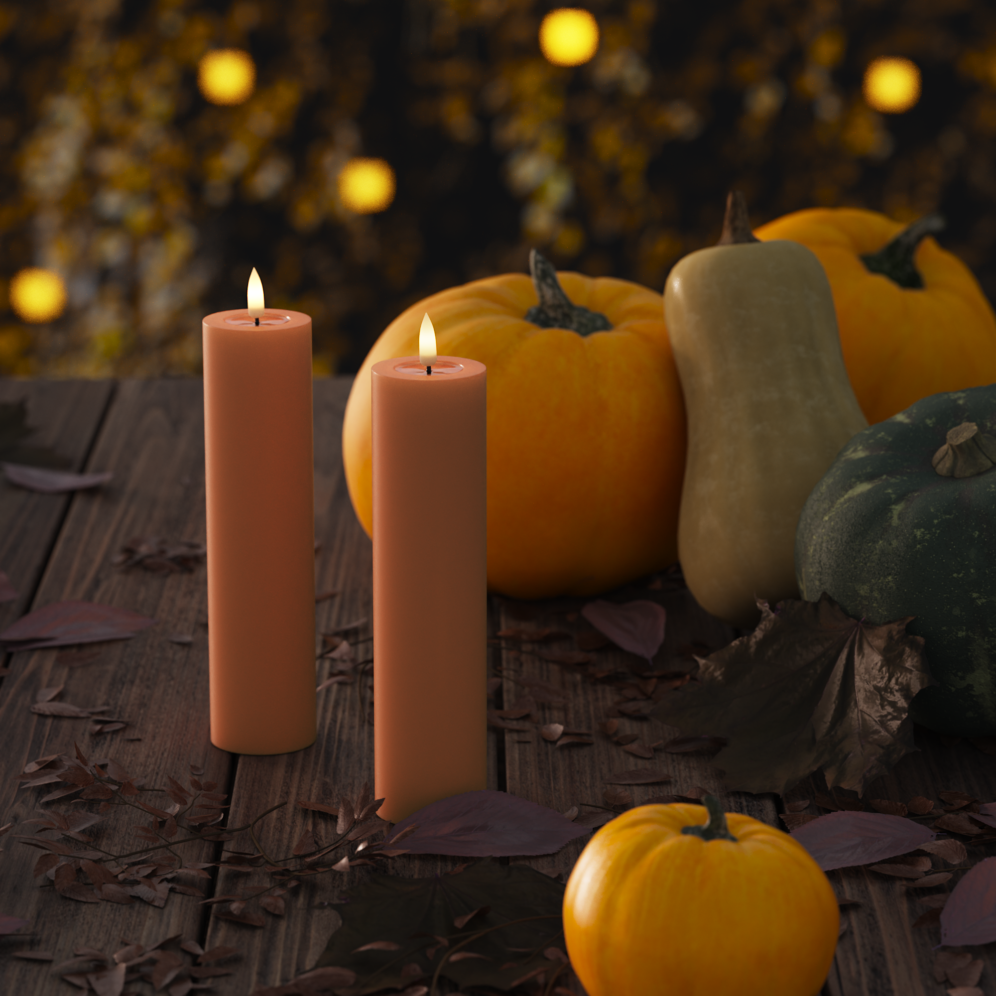 LED Pillar candle Ø 5 x 20 cm Orange - 2 pcs