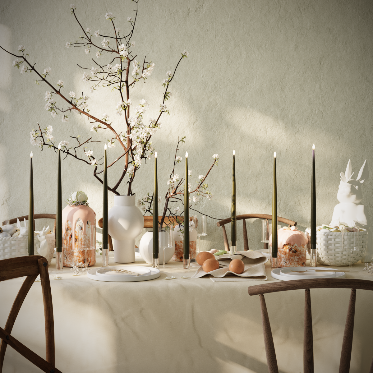 Deluxe Homeart Πακέτο LED Candle Light - Σκούρο πράσινο - 8 τεμ. κεριά 38 cm συσκευασία 1