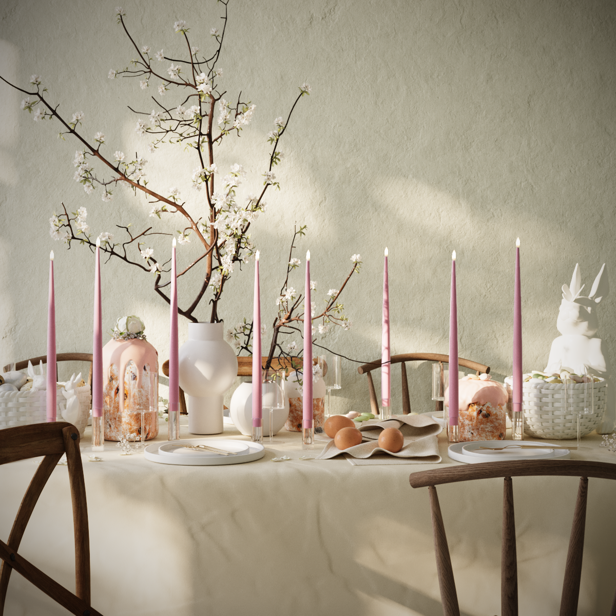 Deluxe Homeart Πακέτο LED Candle Light - Μαγέντα - 8 τεμ. κεριά 38 cm συσκευασία 1