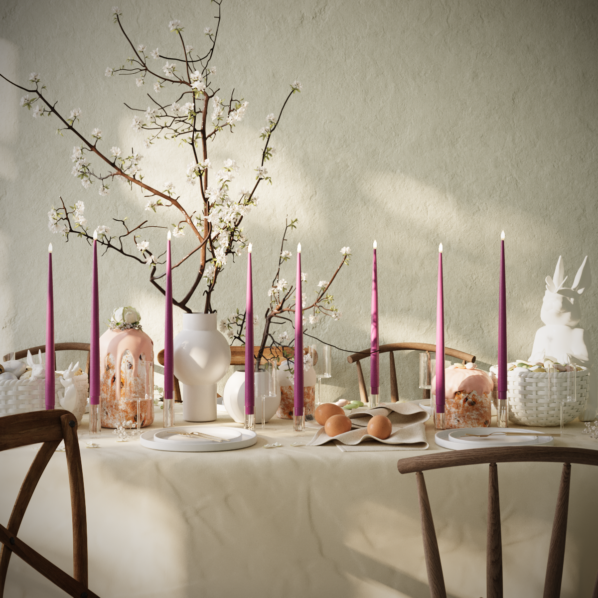 Deluxe Homeart LED Kertelys pakke - Violet - 8 stk 38 cm kertelys pakke 1